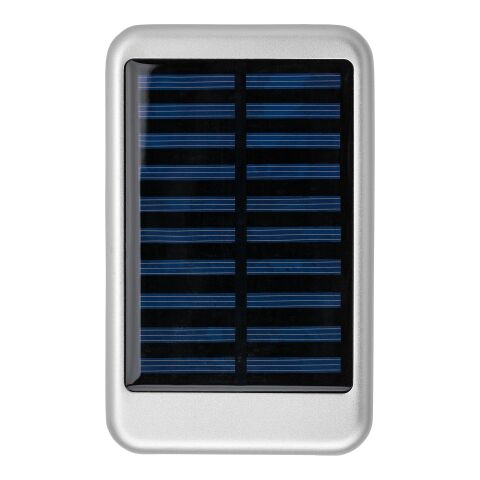 Werbeartikel Aluminium Solar-Powerbank Tycho – Silber – mit Logo bedruckt