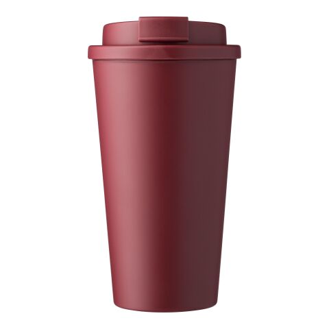 Werbeartikel 475 ml Coffee-to-go-Becher Mackenzie aus PP mit auslaufsicherem Schraubdeckel & Trinkverschluss – dunkelrot – mit Logo bedruckt