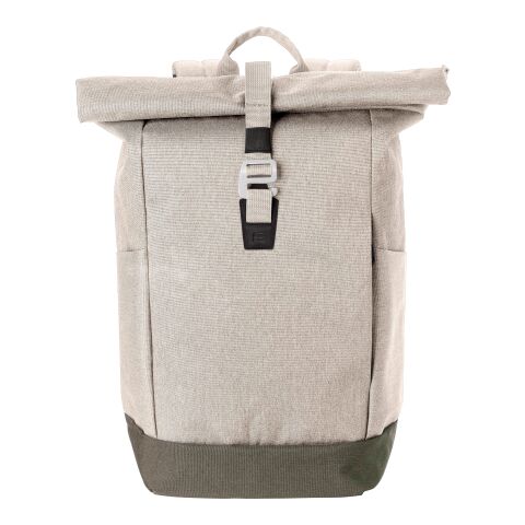 Werbeartikel Polyester (600D) Rolltop-Rucksack Dax – beige – mit Logo bedruckt
