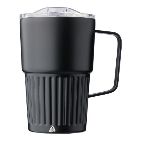 Recycelter Edelstahl-Reisebecher mit doppelter Wand (450 ml) von Calo Schwarz | ohne Werbeanbringung | Nicht verfügbar | Nicht verfügbar