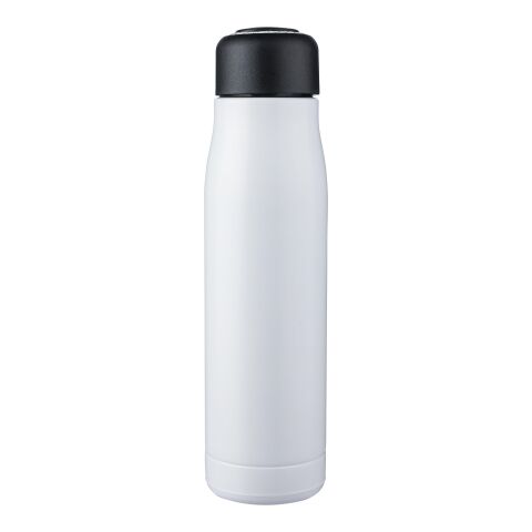 Werbeartikel Solene 500 ml Isolierflasche aus recyceltem Edelstahl doppelwandig mit Vakuum-Isolation & Tragekordel – Weiss – mit Logo bedruckt