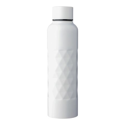 Nachhaltiger Werbeartikel Talin 800ml Trinkflasche recycelter Edelstahl 304 einwandig mit Rauten-Textur & Schraubdeckel – Weiss – mit Logo bedruckt