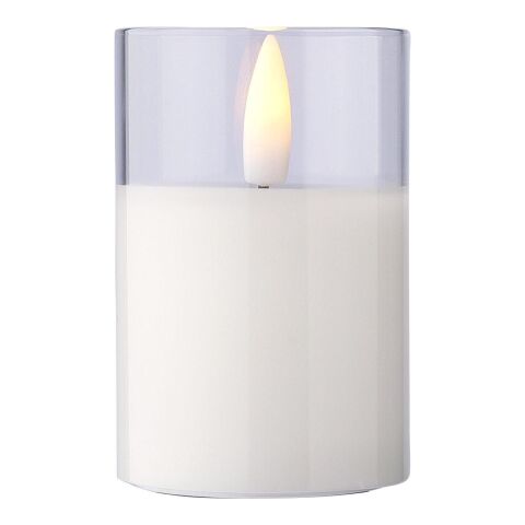 Werbeartikel PP LED Kerze Serin – Weiss – mit Logo bedruckt