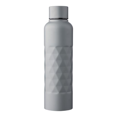 Nachhaltiger Werbeartikel Talin 800ml Trinkflasche recycelter Edelstahl 304 einwandig mit Rauten-Textur & Schraubdeckel – Grau – mit Logo bedruckt