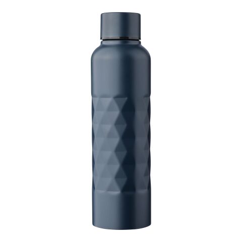 Nachhaltiger Werbeartikel Talin 800ml Trinkflasche recycelter Edelstahl 304 einwandig mit Rauten-Textur & Schraubdeckel – Blau – mit Logo bedruckt