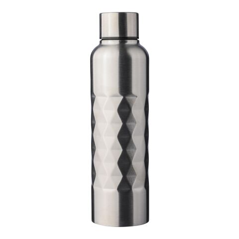 Nachhaltiger Werbeartikel Talin 800ml Trinkflasche recycelter Edelstahl 304 einwandig mit Rauten-Textur & Schraubdeckel – Silber – mit Logo bedruckt