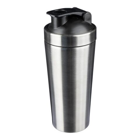 Werbeartikel Orla Edelstahl Trinkflasche 750ml recycelt einwandig mit Mixerkugel & Schraubdeckel Sportflasche – Silber – mit Logo bedruckt