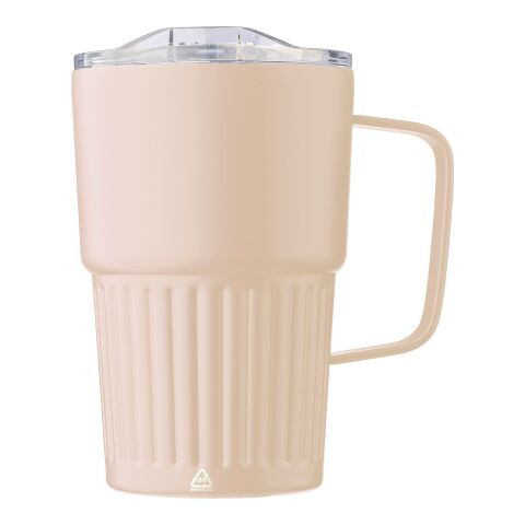 Recycelter Edelstahl-Reisebecher mit doppelter Wand (450 ml) von Calo beige | ohne Werbeanbringung | Nicht verfügbar | Nicht verfügbar