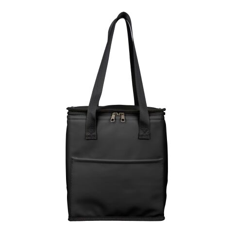 Nachhaltiger Werbeartikel Recycelte PU-Kühltasche Adira – Schwarz – mit Logo bedruckt