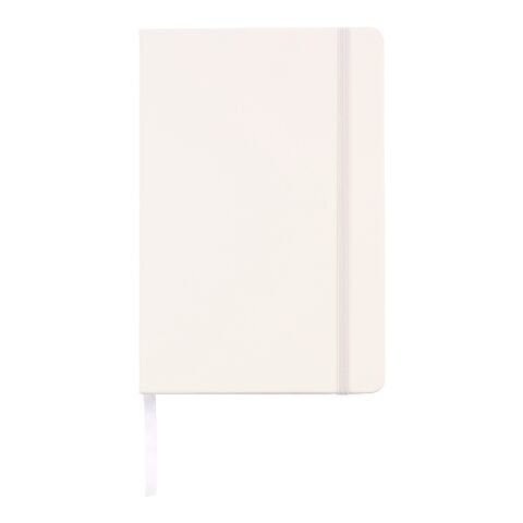 Nachhaltiger Werbeartikel PU-Notizbuch (A5) Bradley – Weiss – mit Logo bedruckt