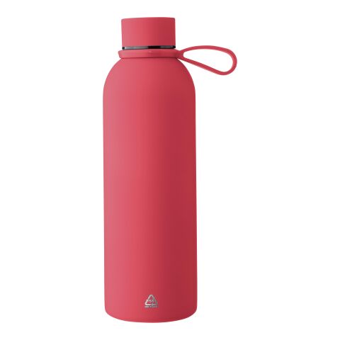 Werbeartikel Sena 500ml Trinkflasche recycelter Edelstahl doppelwandig Soft-Touch-Finish mit Trageschlaufe isoliert – Rot – mit Logo bedruckt