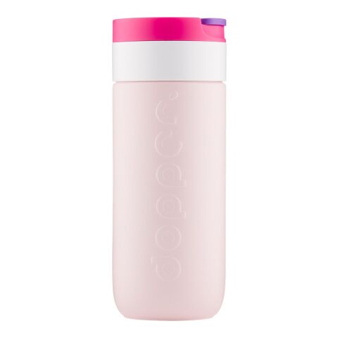Werbeartikel Dopper 400 ml Thermobecher Reisebecher aus Recycling-Stahl hält 20h kalt & 6h heiss kohlensäuregeeignet – Beerenrosa – mit Logo bedruckt