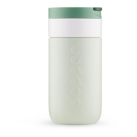 Werbeartikel Dopper 300 ml Reisebecher aus 90% Recycling-Stahl hält 6h heiss & 20h kalt nachhaltig & auslaufsicher – waldgrün – mit Logo bedruckt