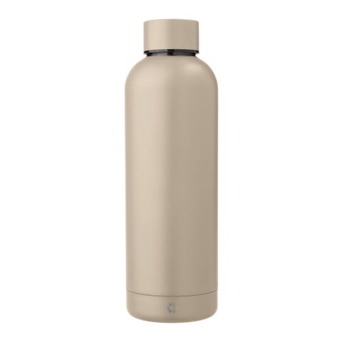 Werbeartikel Flasche aus recyceltem Edelstahl Isaiah – beige – mit Logo bedruckt