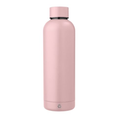 Werbeartikel Flasche aus recyceltem Edelstahl Isaiah – pastellrosa – mit Logo bedruckt