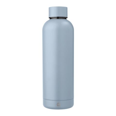Werbeartikel Flasche aus recyceltem Edelstahl Isaiah – pastellblau – mit Logo bedruckt