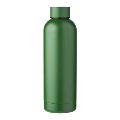 Werbeartikel Flasche aus recyceltem Edelstahl Isaiah – waldgrün – mit Logo bedruckt