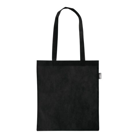 Nachhaltiger Werbeartikel Einkaufstasche aus recyceltem Vliesstoff (80 g/m2) Vian – Schwarz – mit Logo bedruckt