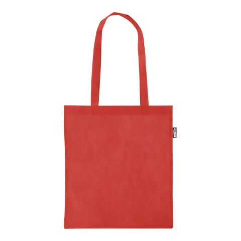 Nachhaltiger Werbeartikel Einkaufstasche aus recyceltem Vliesstoff (80 g/m2) Vian – Rot – mit Logo bedruckt
