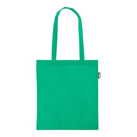 Nachhaltiger Werbeartikel Einkaufstasche aus recyceltem Vliesstoff (80 g/m2) Vian – Grün – mit Logo bedruckt