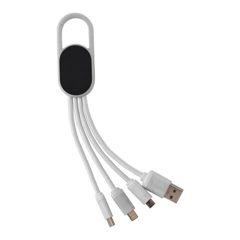Werbeartikel 4-in-1-Ladekabelset – Weiss – mit Logo bedruckt