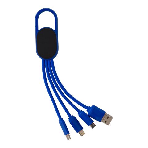 Werbeartikel 4-in-1-Ladekabelset – Blau – mit Logo bedruckt