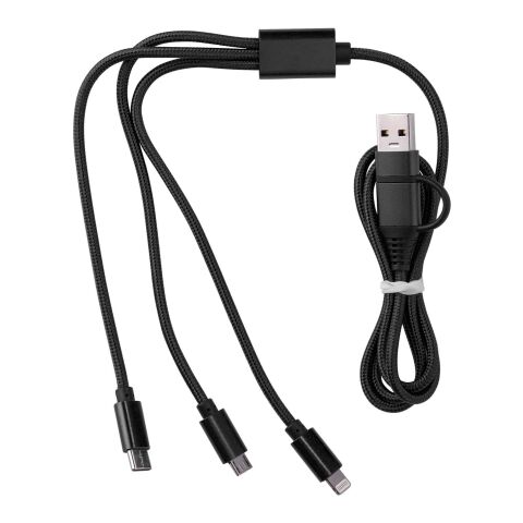 Werbeartikel Nylon-Ladekabel Leif – Schwarz – mit Logo bedruckt