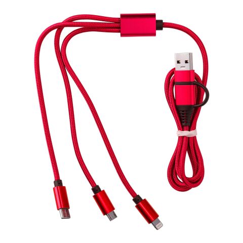 Werbeartikel Nylon-Ladekabel Leif – Rot – mit Logo bedruckt