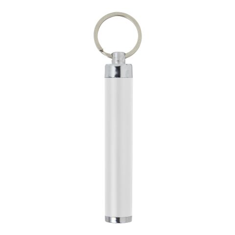 Werbeartikel Schlüsselanhänger LED-Taschenlampe Zola Spot-it mit Leuchteffekt bei Gravur Logo leuchtet auf ABS – Weiss – mit Logo bedruckt