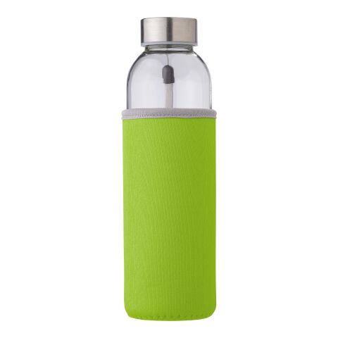 Werbeartikel Glasflasche "Neo" (500ml) mit Neoprenhülle – limone – mit Logo bedruckt
