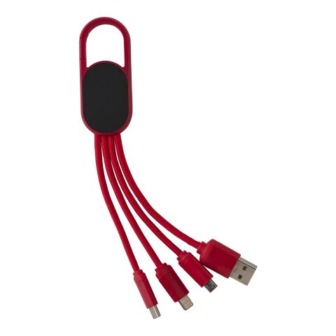 Werbeartikel 4-in-1-Ladekabelset – Rot – mit Logo bedruckt