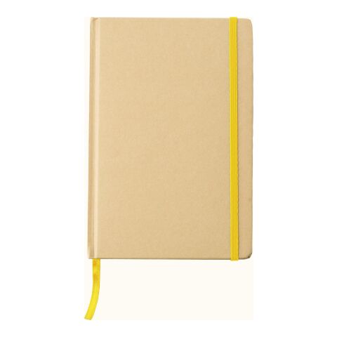 Nachhaltiger Werbeartikel Notizbuch aus recyceltem Papier (A5) Gianni – Gelb – mit Logo bedruckt