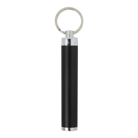 Werbeartikel Schlüsselanhänger LED-Taschenlampe Zola Spot-it mit Leuchteffekt bei Gravur Logo leuchtet auf ABS – Schwarz – mit Logo bedruckt