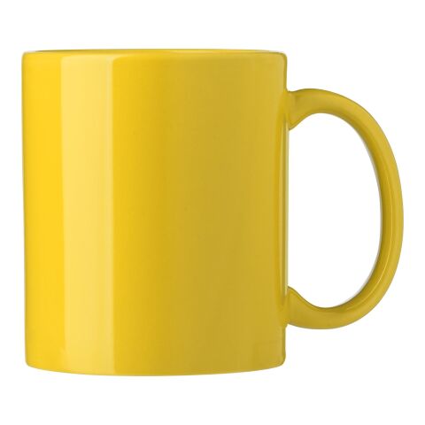 Werbeartikel Kenna 300 ml Kaffeebecher aus Keramik klassisches Design ideal als Mitarbeitergeschenk – Gelb – mit Logo bedruckt