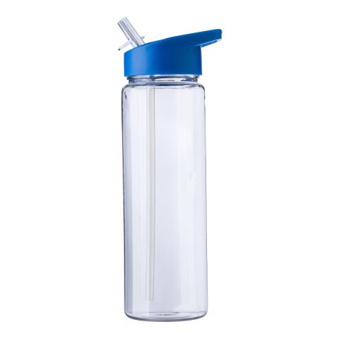 Werbeartikel RPET Trinkflasche Ahmed 750 ml mit faltbarem Trinkhalm im Deckel – Blau – mit Logo bedruckt