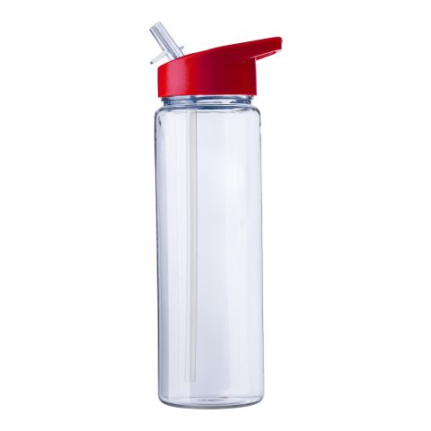 Werbeartikel RPET Trinkflasche Ahmed 750 ml mit faltbarem Trinkhalm im Deckel – Rot – mit Logo bedruckt