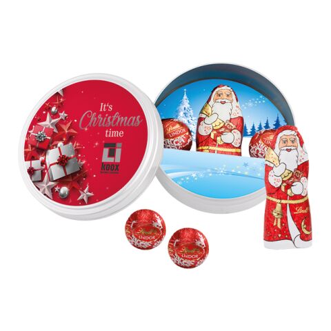 Weihnachtsdose mit Lindt-Mischung weiß | ohne Werbeanbringung