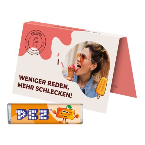 Werbeartikel Werbekarte Visitenkartenformat PEZ – mit Logo bedruckt