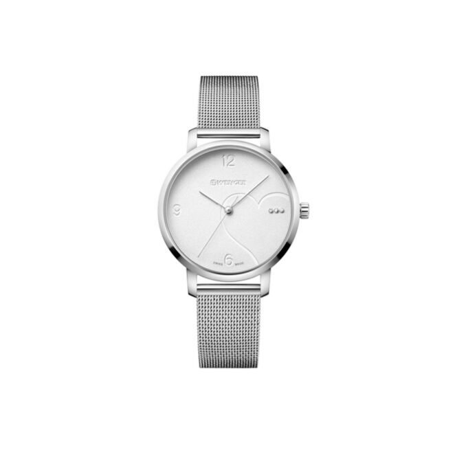 Kundengeschenk Armbanduhr Wenger Metropolitan Donnissima – silber – hochwertig lasergraviert Swiss Made Quarzwerk eleganter Zeitmesser