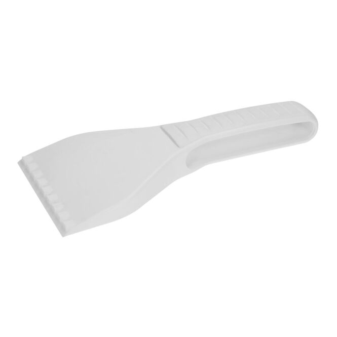 Werbeartikel Eiskratzer TopGrip - Clean Vision – weiss – mit Logo bedruckt, ergonomisch, zum schnellen Enteisen bei Frost