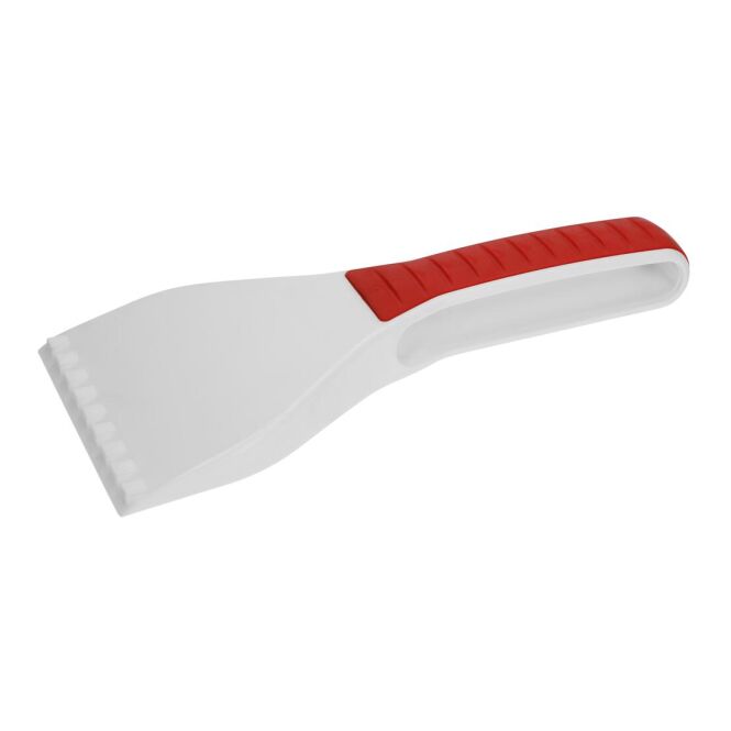 Werbeartikel Eiskratzer TopGrip - Clean Vision – weiss – mit Logo bedruckt, ergonomisch mit Anti-Rutsch-Griff zum Enteisen