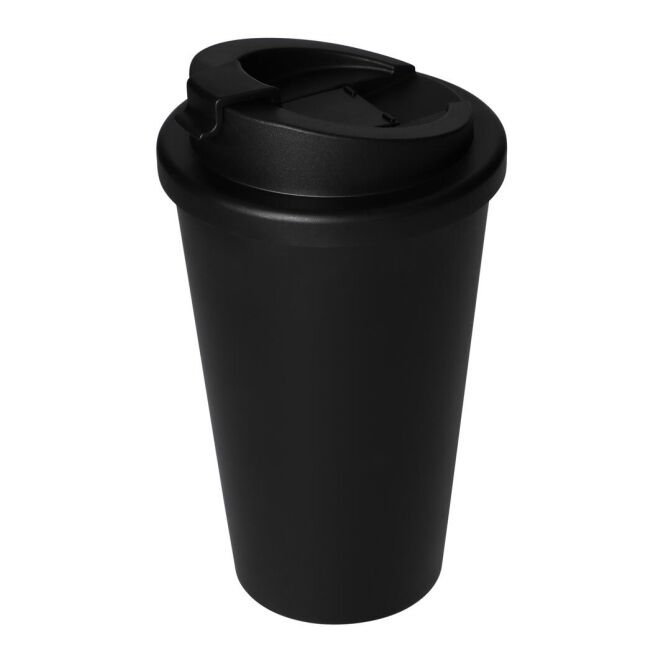 Firmengeschenk Thermobecher Premium Deluxe – schwarz – mit Logodruck 0,35 l für die Büroküche