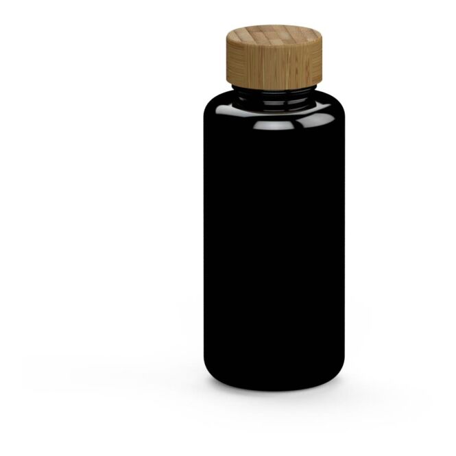 Firmengeschenk Tritan Trinkflasche Natural – schwarz – mit Logo bedruckt 1,0 l nachhaltig BPA-frei auslaufsicher für Sportevents & Turniere