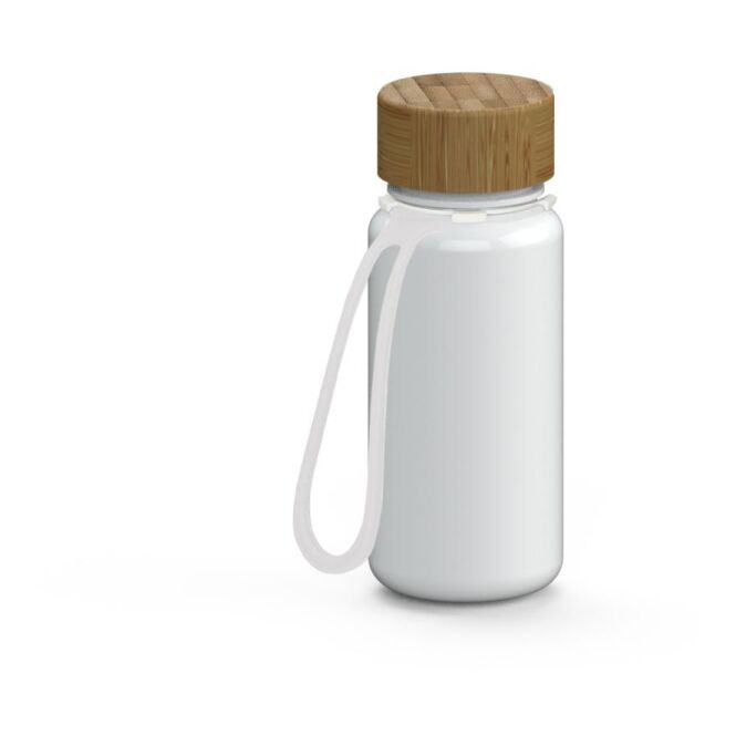 Werbeartikel Trinkflasche Natural – weiss – mit Logo bedruckt 400 ml Tritan nachhaltig auslaufsicher für Sportevents & Turniere