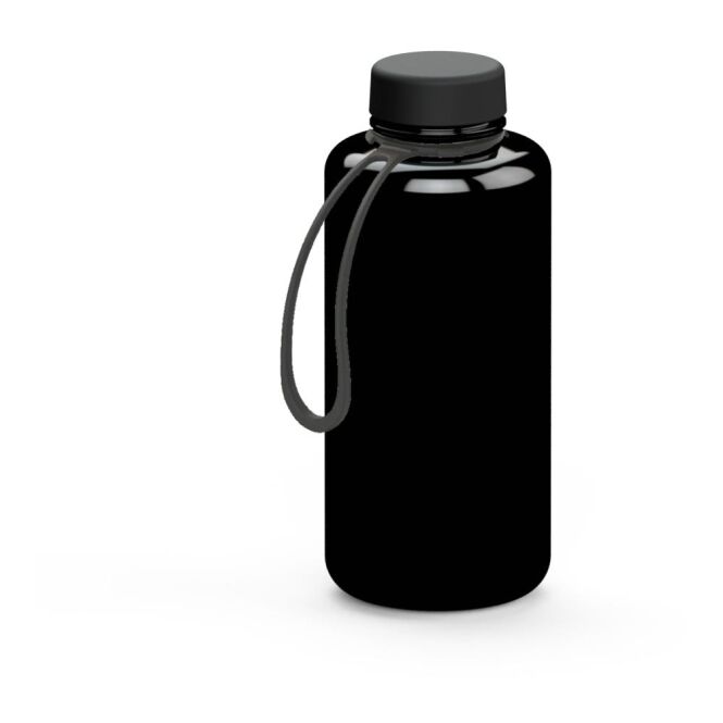 Werbeartikel Tritan Trinkflasche Refresh – schwarz – mit Logo bedruckt 1,0 l auslaufsicher für Sportevents & Turniere