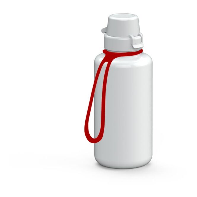 Werbeartikel Tritan Trinkflasche School – weiss – mit Logo bedruckt 700 ml BPA-frei mit Trageschlaufe für das Sommerfest
