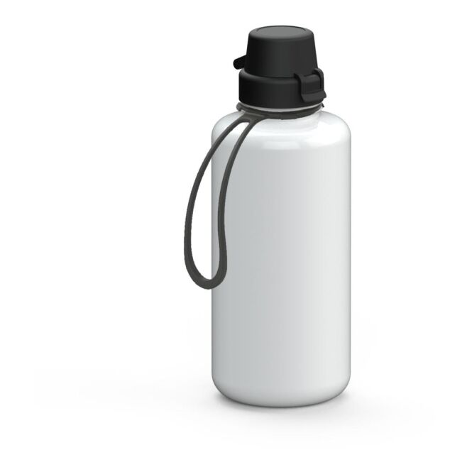 Sport-Werbemittel Trinkflasche School Tritan – weiss – bedruckbar 1,0 l BPA-frei mit Trageschlaufe für Sportevents & Turniere