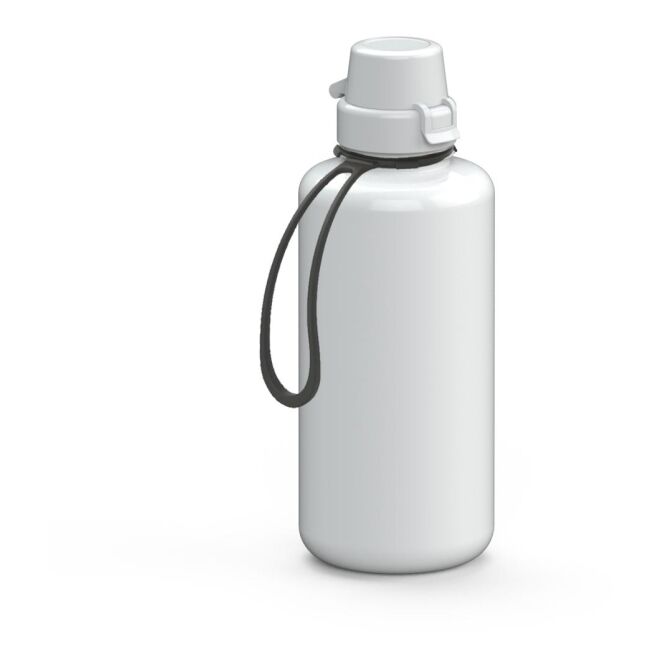 Werbeartikel Tritan Trinkflasche School – weiss – bedruckbar 1,0 l BPA-frei mit Trageschlaufe für Sportevents & Turniere