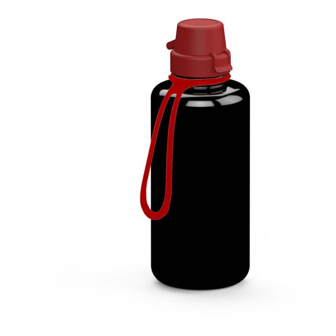 Sport-Werbemittel Tritan Trinkflasche School – schwarz – mit Logo bedruckt 1,0 l BPA-frei mit Trageschlaufe für Sportevents & Turniere