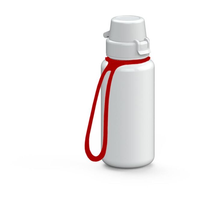 Streuartikel Tritan Trinkflasche School – weiss – bedruckbar 400 ml BPA-frei mit Trageschlaufe für Sportevents & Turniere